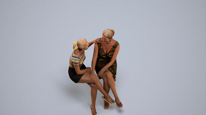 3D people model woman casual couple, scanned human for 3ds Max rendering, back view render