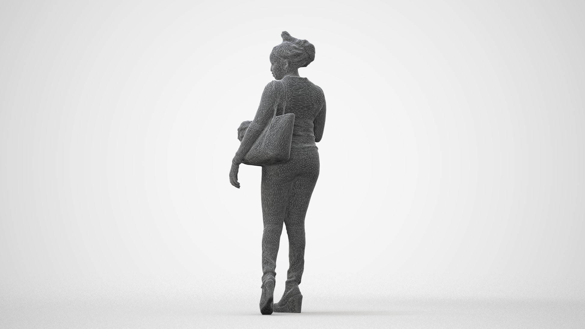 photogrammetry 3D woman casual walking, realistic human model archviz FBX, square thumbnail