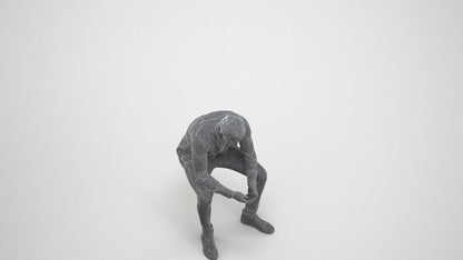 realistic 3D people man casual sitting, render-ready for V-Ray and Corona, FBX OBJ, wireframe three-quarter view