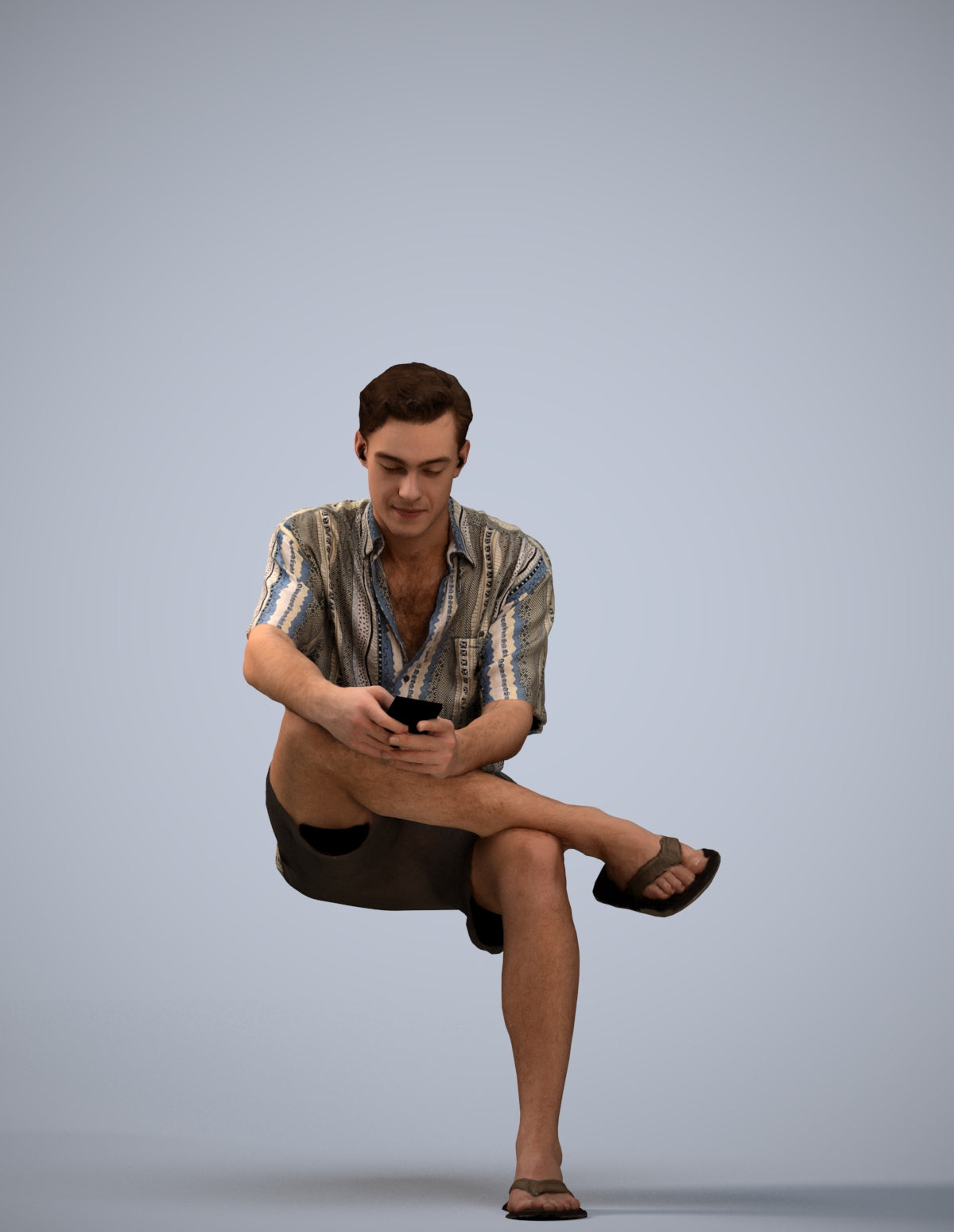 realistic 3D man casual sitting, scanned archviz people for Blender and 3ds Max
