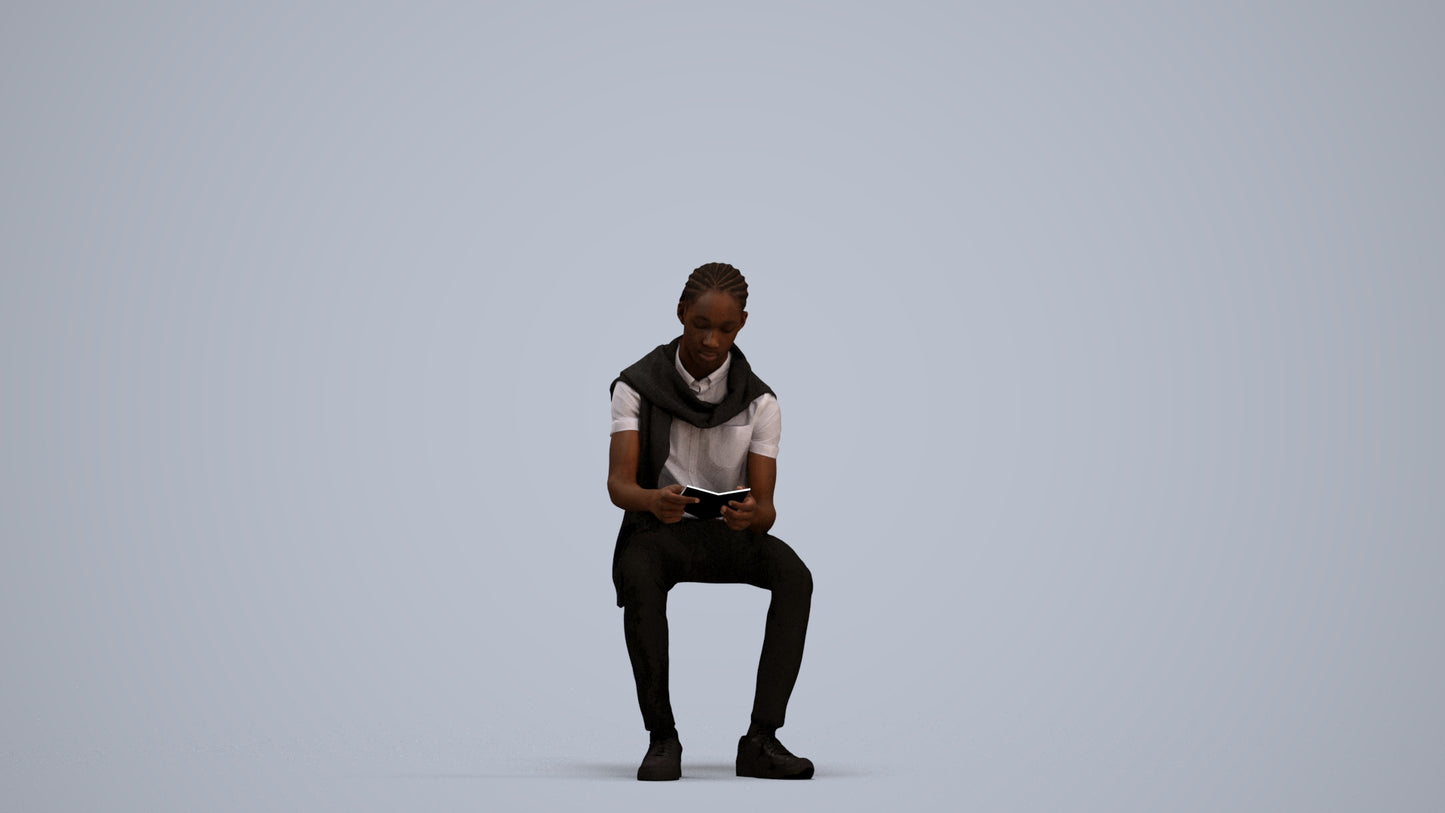3D people model boy kids, scanned human for 3ds Max rendering, standing pose render