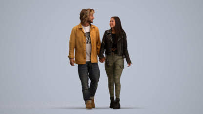 3D human model woman casual mix, photogrammetry scanned person for archviz, standing pose render