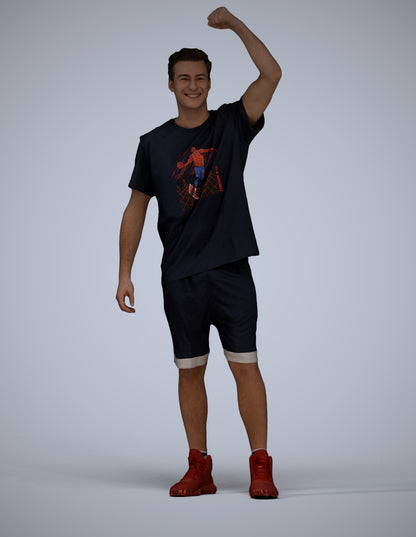 scanned 3D man sport, photogrammetry people for Enscape and V-Ray