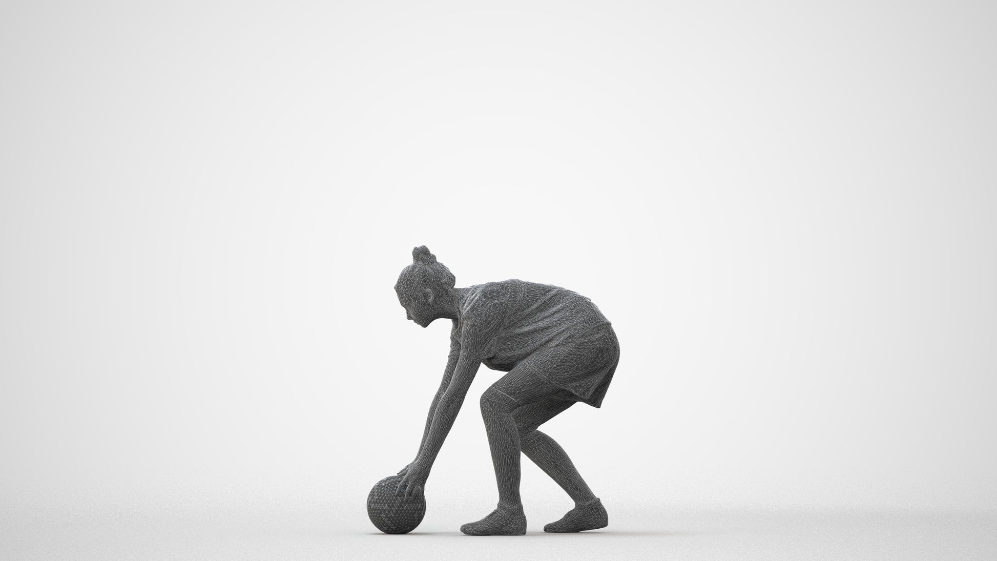 3D human model girl sport, photogrammetry scanned person for archviz, square thumbnail