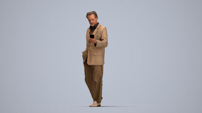 realistic 3D human man business walking, archviz people FBX OBJ for Blender, top-down view render