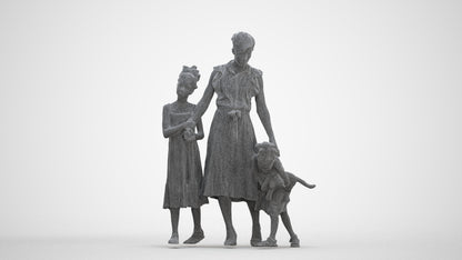 3D human model girl casual kids, photogrammetry scanned person for archviz, three-quarter front view render