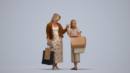 3D human model girl casual shopping, photogrammetry scanned person for archviz, standing pose render