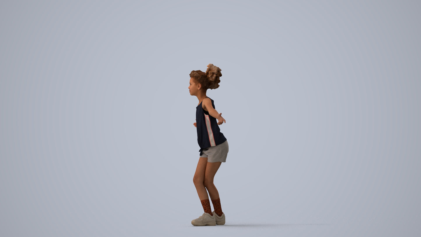 realistic 3D people girl sport kids, render-ready for V-Ray and Corona, FBX OBJ, three-quarter view render