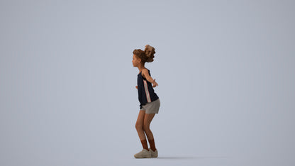 realistic 3D people girl sport kids, render-ready for V-Ray and Corona, FBX OBJ, three-quarter view render