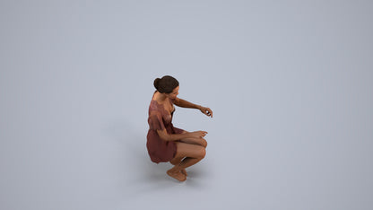 photogrammetry 3D woman bathroom, realistic human model archviz FBX, back view render