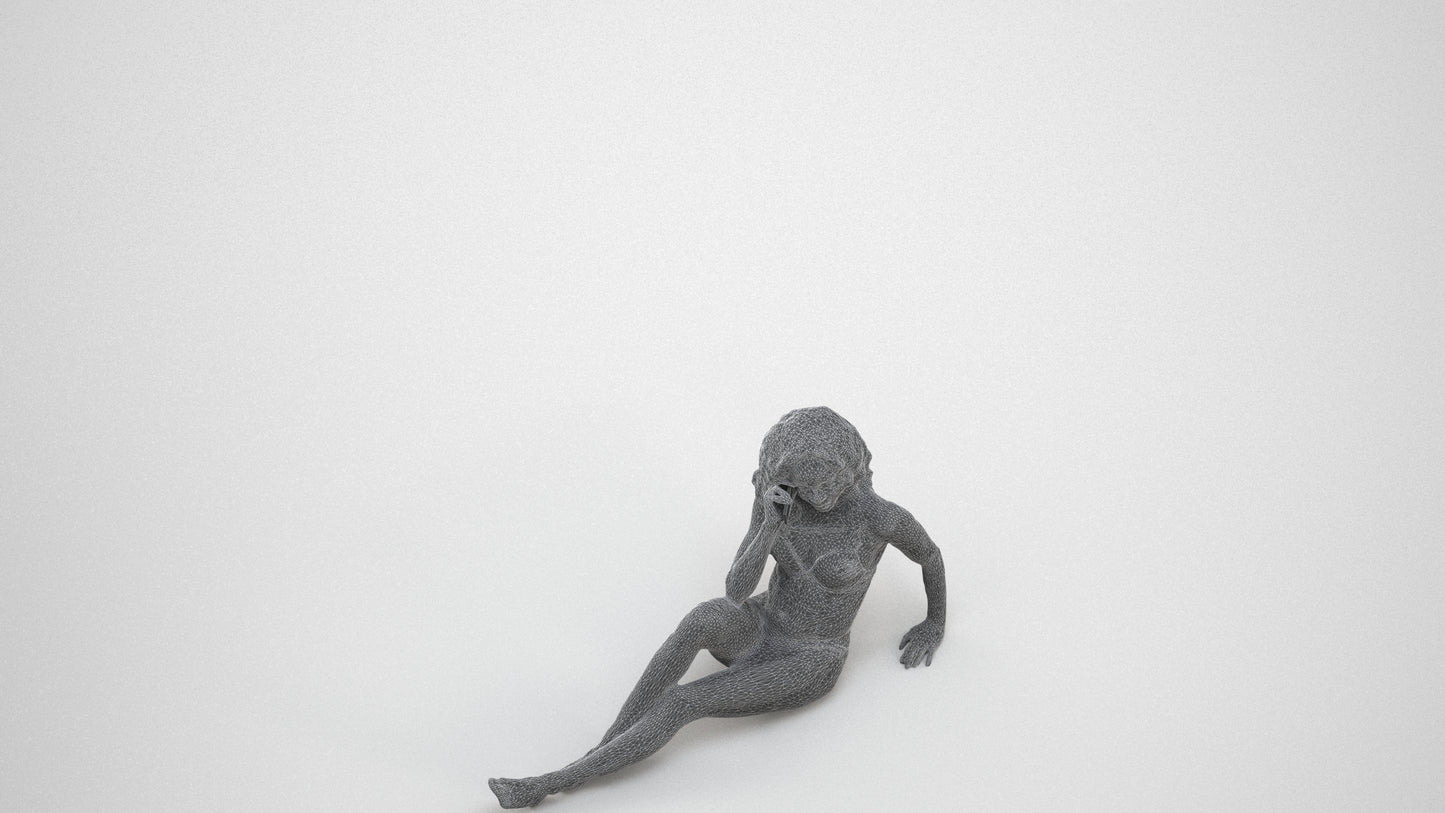 realistic 3D woman pool, scanned archviz people for Blender and 3ds Max, wireframe three-quarter view