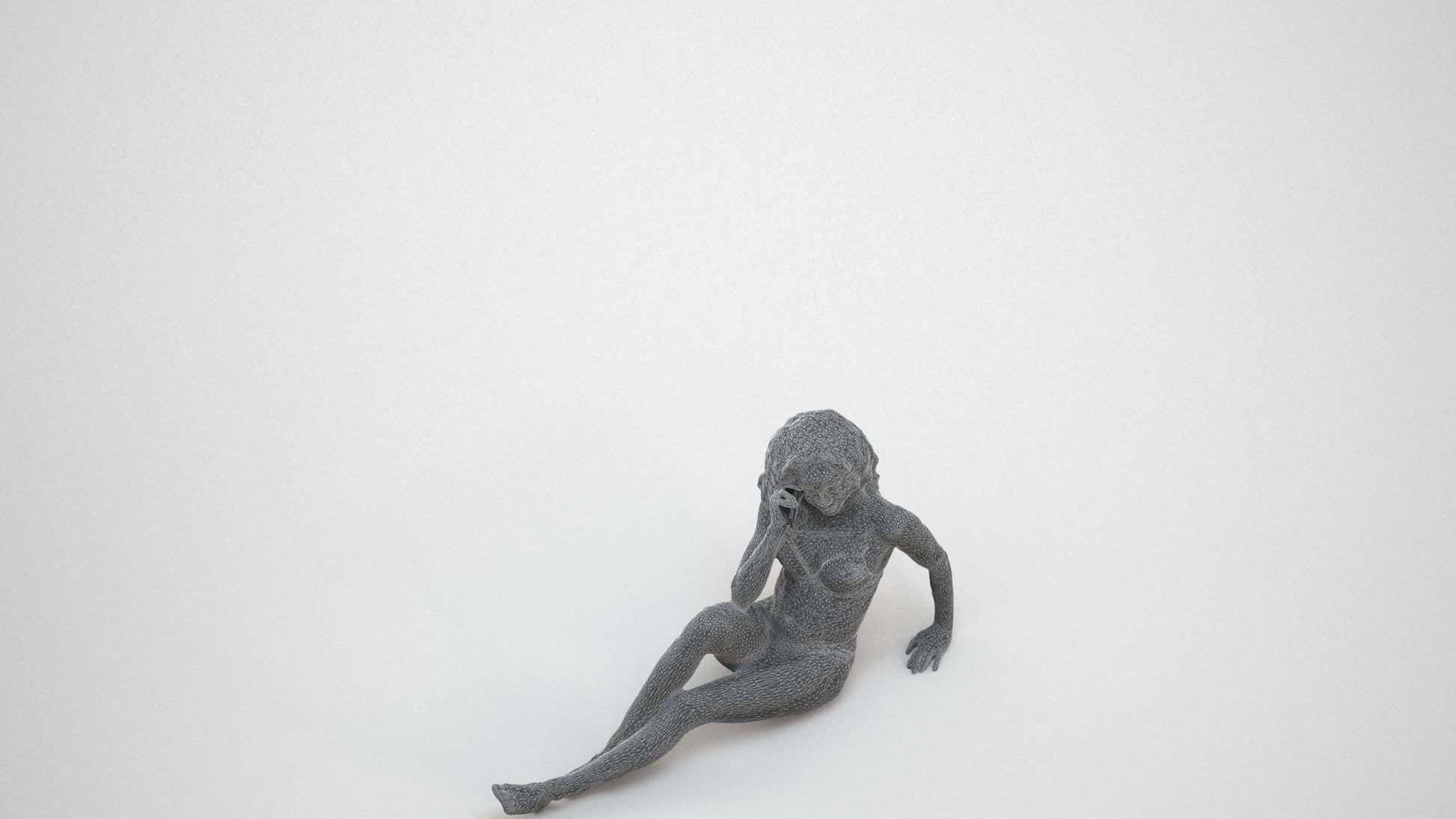 realistic 3D woman pool, scanned archviz people for Blender and 3ds Max, wireframe three-quarter view