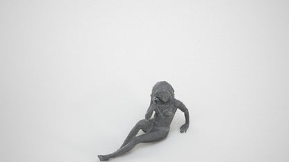 realistic 3D woman pool, scanned archviz people for Blender and 3ds Max, wireframe three-quarter view