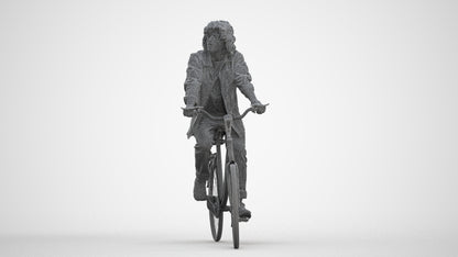 scanned 3D man casual cycling, photogrammetry people for Enscape and V-Ray, three-quarter front view render