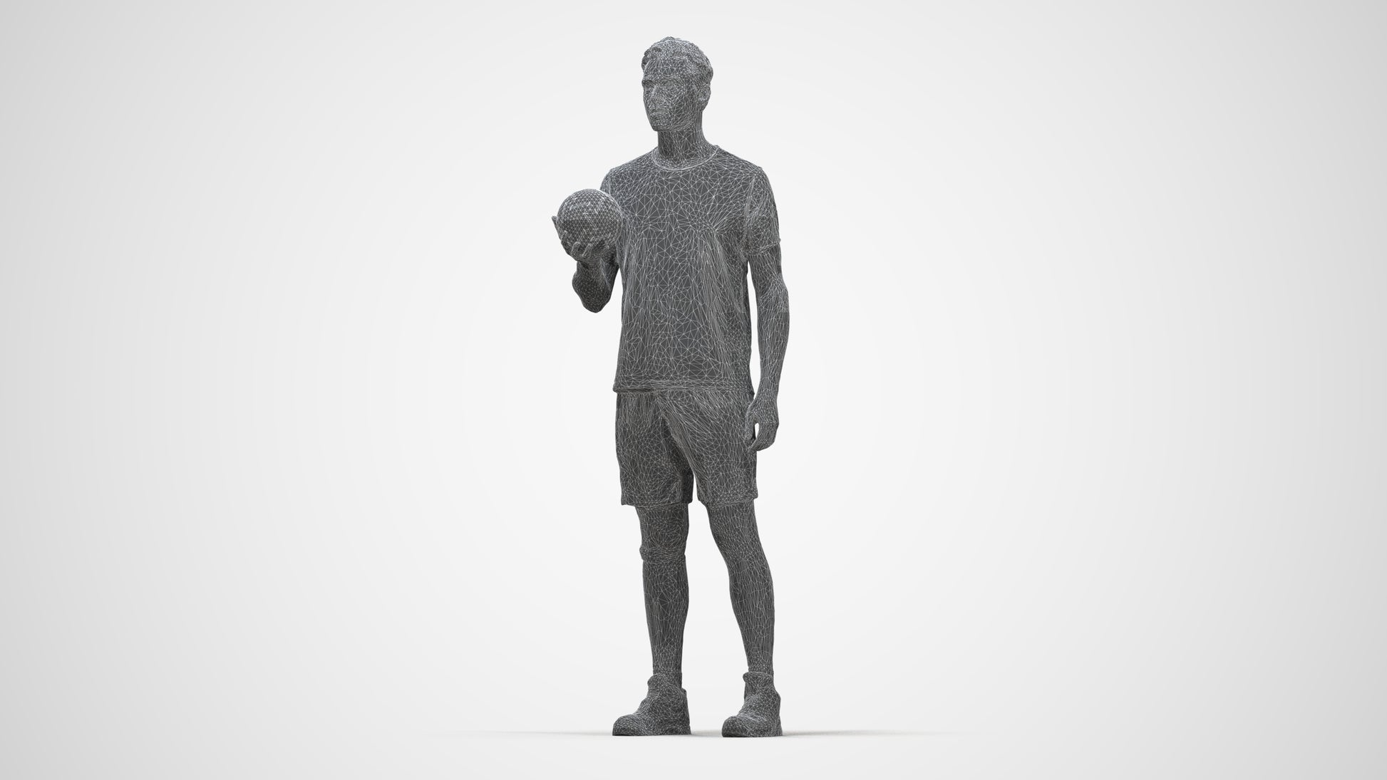 realistic 3D human man sport, archviz people FBX OBJ for Blender, wireframe back view