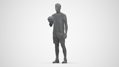 realistic 3D human man sport, archviz people FBX OBJ for Blender, wireframe back view