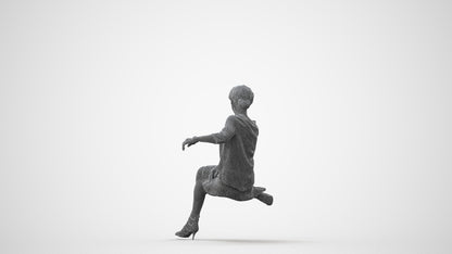 3D scanned woman sitting casual, photorealistic archviz people for Enscape and SketchUp, square thumbnail