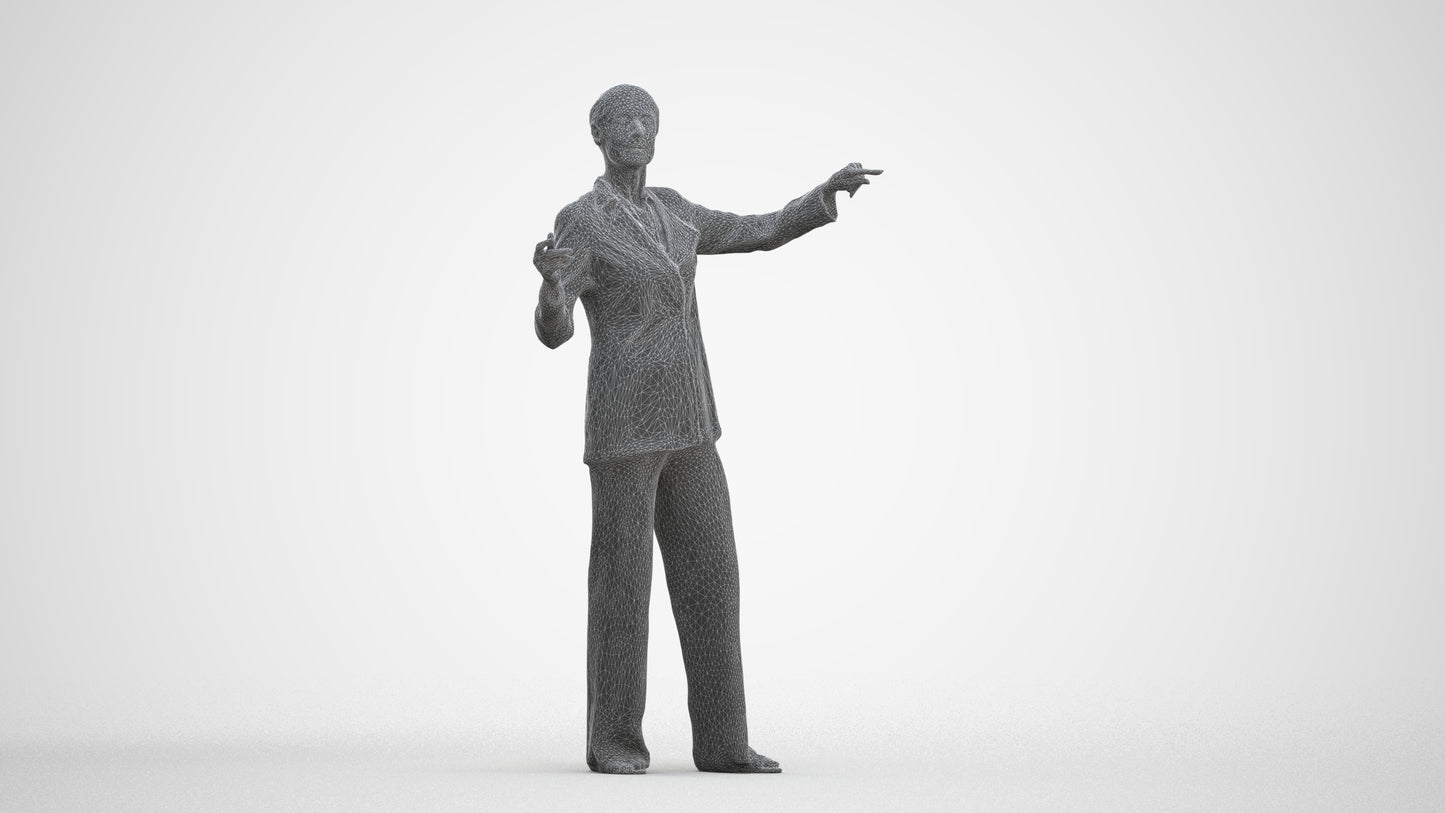 scanned 3D senior woman business, photogrammetry people for Enscape and V-Ray, three-quarter front view render
