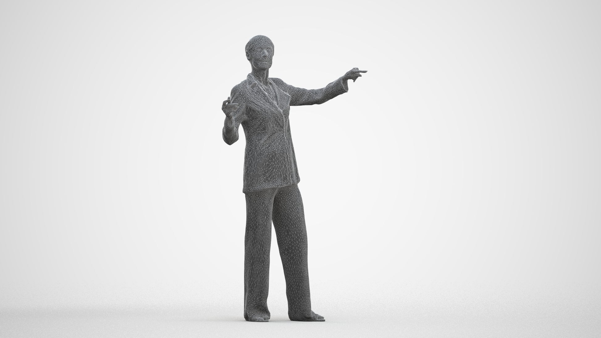 scanned 3D senior woman business, photogrammetry people for Enscape and V-Ray, three-quarter front view render