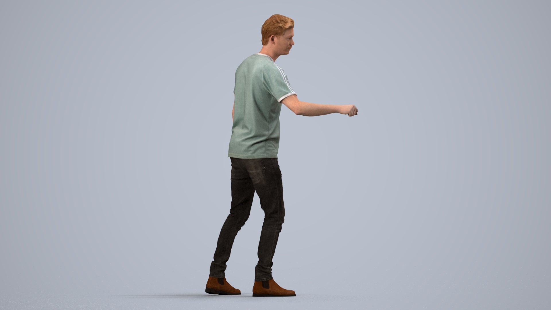 3D scanned man door casual, photorealistic archviz people for Enscape and SketchUp, side view render