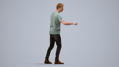 3D scanned man door casual, photorealistic archviz people for Enscape and SketchUp, side view render