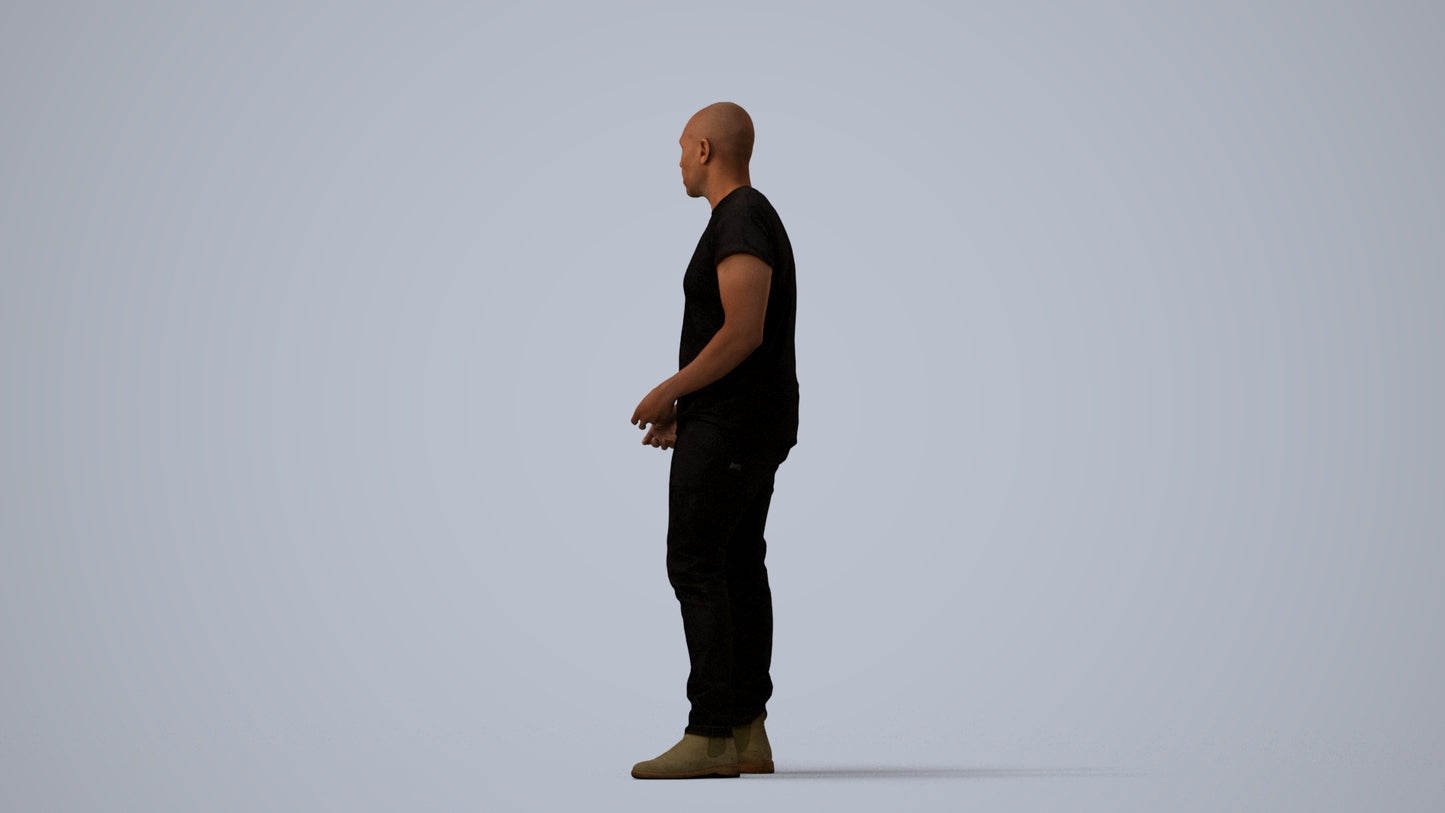 realistic 3D people man casual standing, render-ready for V-Ray and Corona, FBX OBJ, three-quarter view render