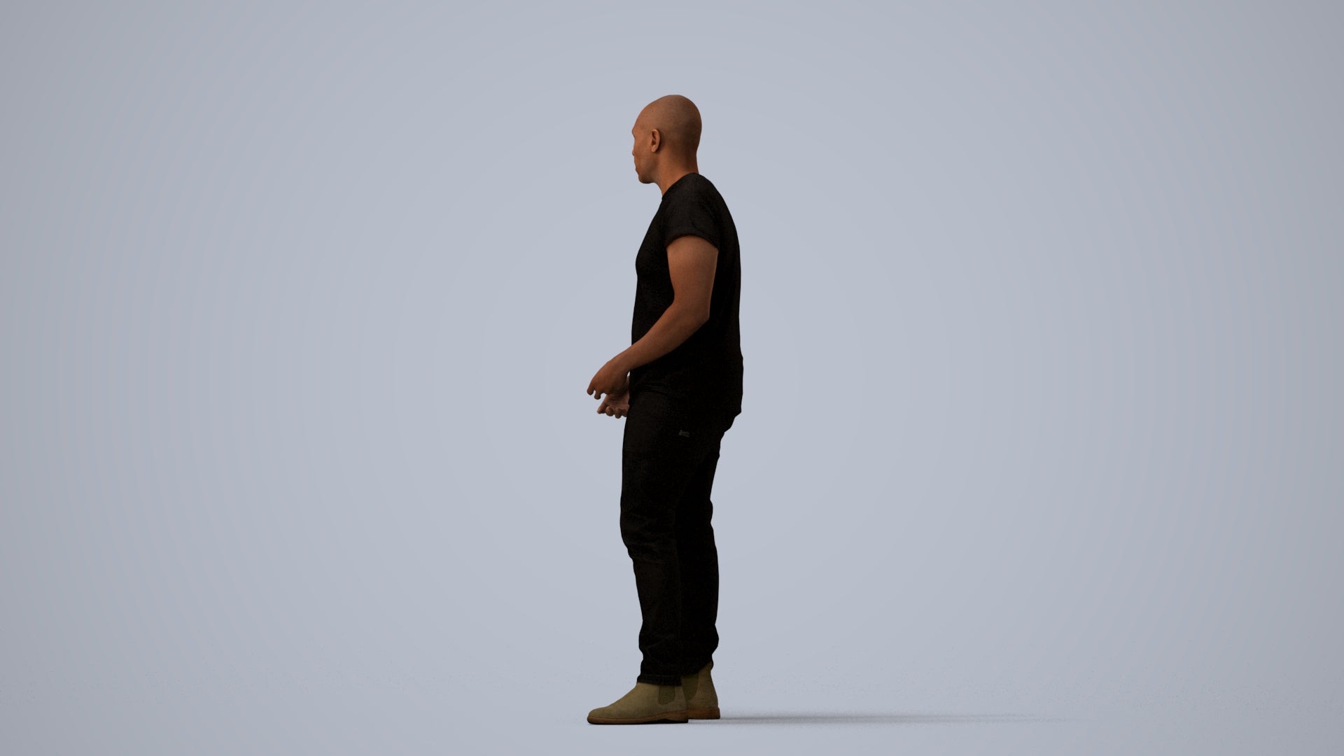 realistic 3D people man casual standing, render-ready for V-Ray and Corona, FBX OBJ, three-quarter view render