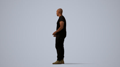 realistic 3D people man casual standing, render-ready for V-Ray and Corona, FBX OBJ, three-quarter view render