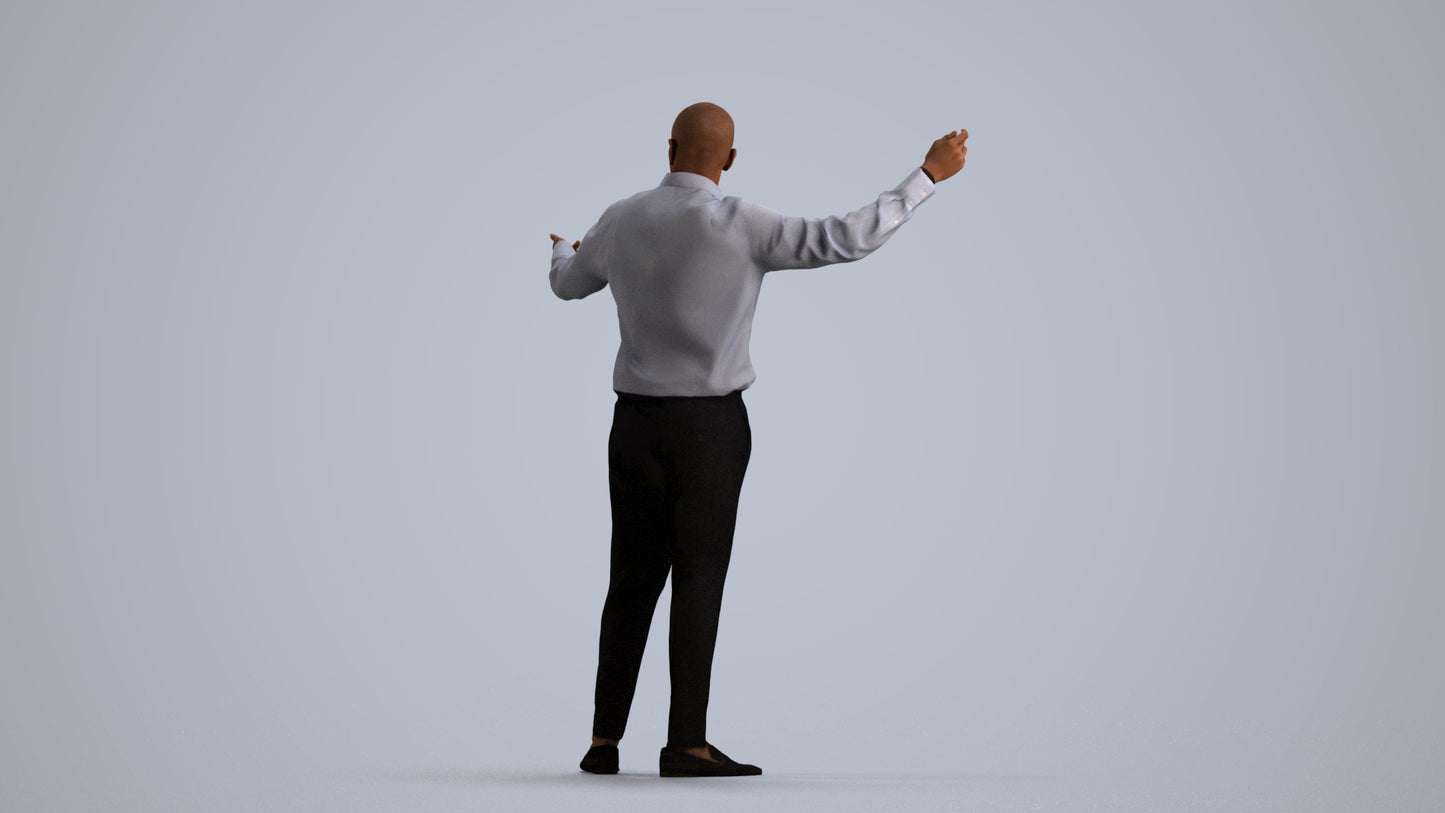 realistic 3D man business, scanned archviz people for Blender and 3ds Max, front view render