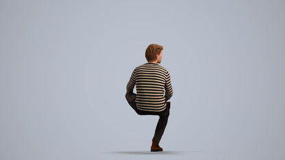 3D people model man casual sitting, scanned human for 3ds Max rendering, front view render