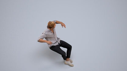 realistic 3D man casual sitting, scanned archviz people for Blender and 3ds Max, back view render