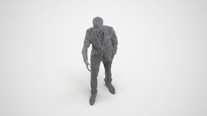 realistic 3D human man business, archviz people FBX OBJ for Blender, wireframe three-quarter view