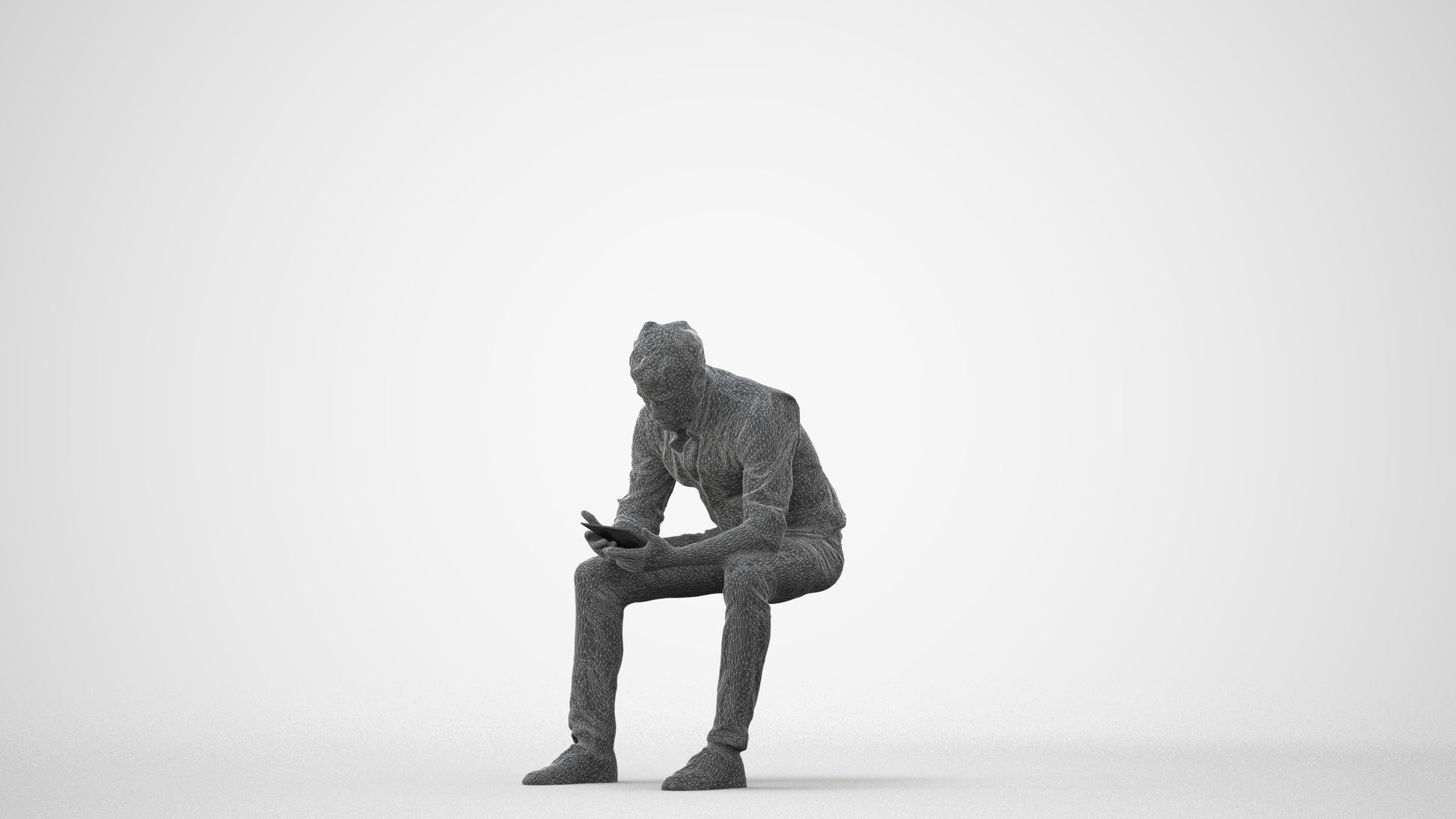 scanned 3D man casual sitting, photogrammetry people for Enscape and V-Ray, square thumbnail