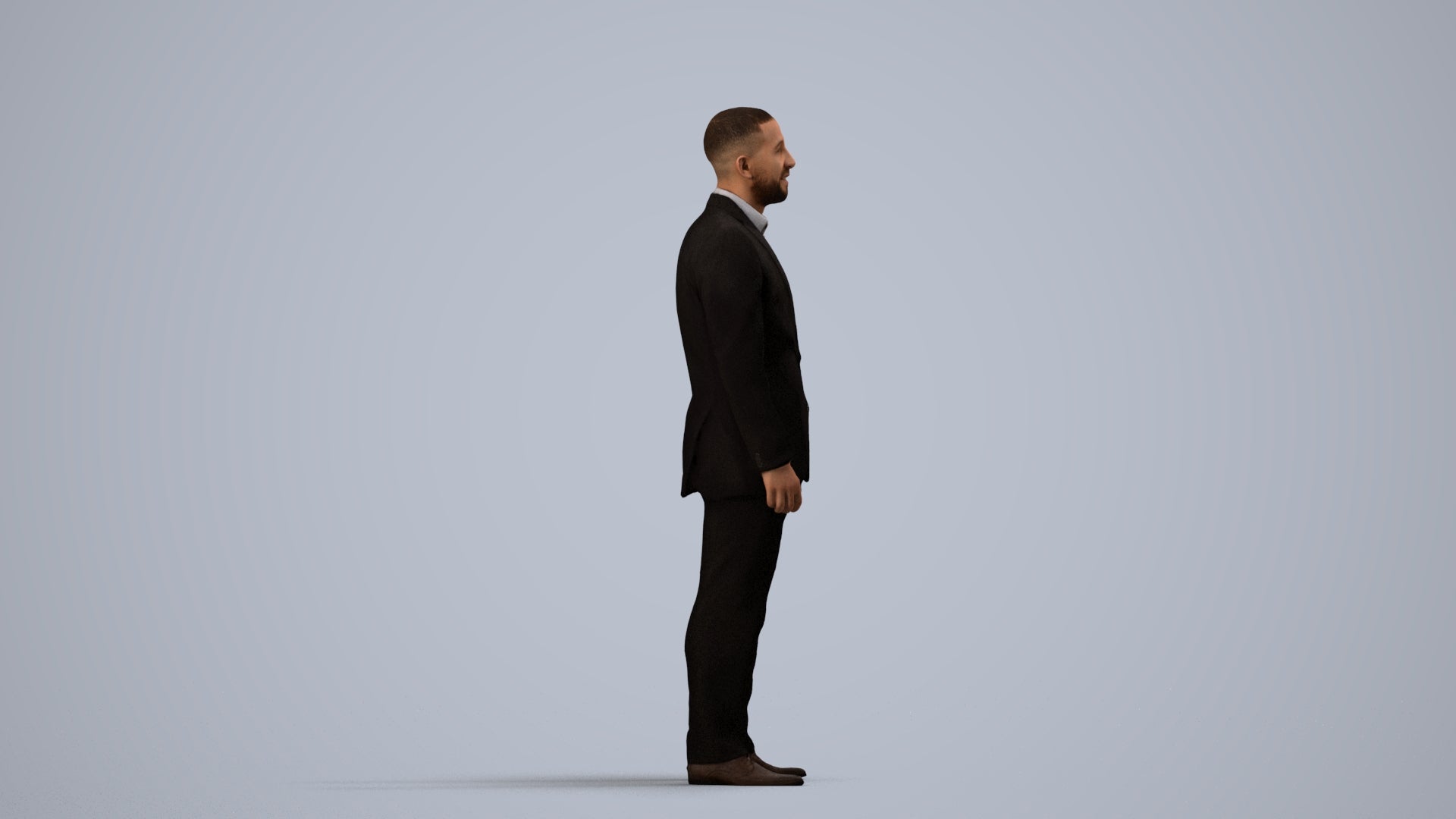 realistic 3D man business, scanned archviz people for Blender and 3ds Max, side view render