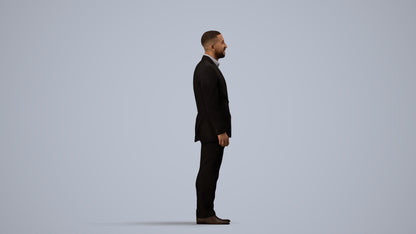 realistic 3D man business, scanned archviz people for Blender and 3ds Max, side view render