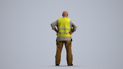 photogrammetry 3D senior man standing, realistic human model archviz FBX, front view render