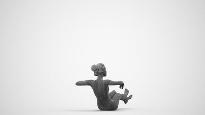 realistic 3D human woman pool, archviz people FBX OBJ for Blender, wireframe side view