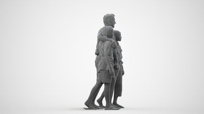 3D scanned girl kids, photorealistic archviz people for Enscape and SketchUp, wireframe side view