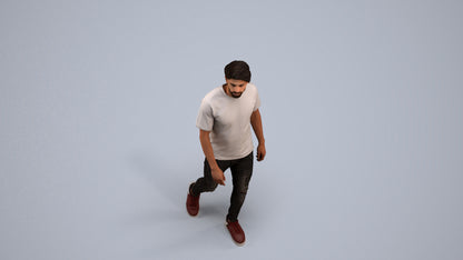 photogrammetry 3D man casual walking, realistic human model archviz FBX, back view render
