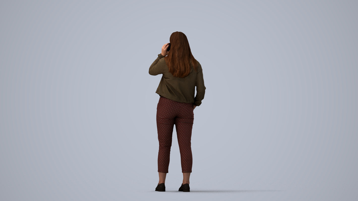 scanned 3D woman casual standing, photogrammetry people for Enscape and V-Ray, three-quarter view render