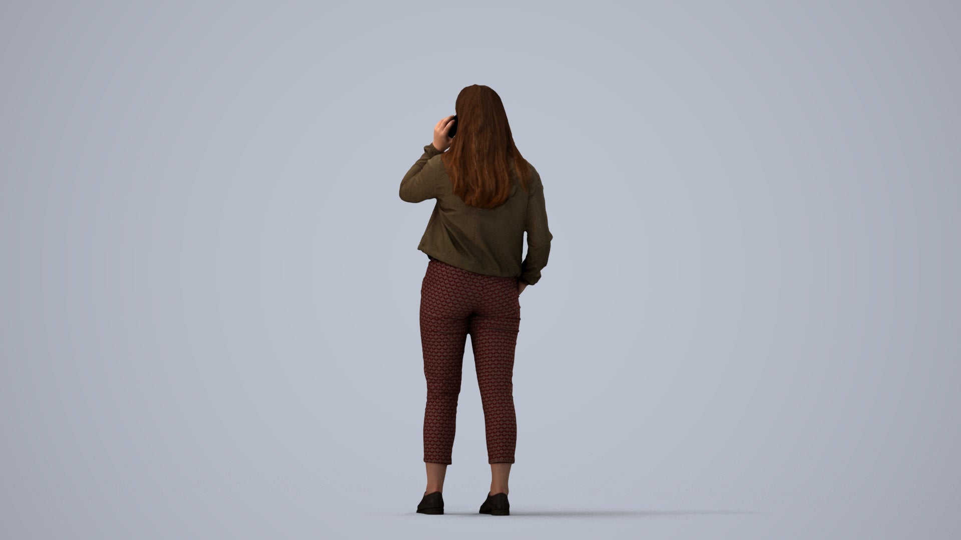 scanned 3D woman casual standing, photogrammetry people for Enscape and V-Ray, three-quarter view render