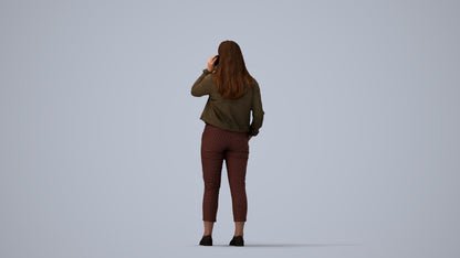 scanned 3D woman casual standing, photogrammetry people for Enscape and V-Ray, three-quarter view render