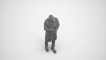 3D scanned man standing, photorealistic archviz people for Enscape and SketchUp, wireframe three-quarter view