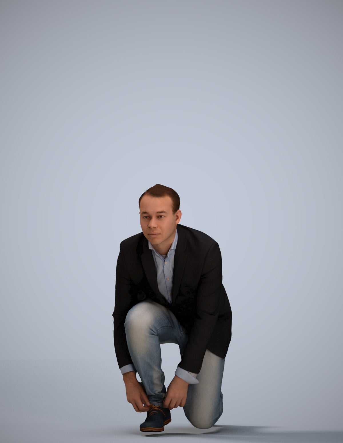scanned 3D man business standing, photogrammetry people for Enscape and V-Ray