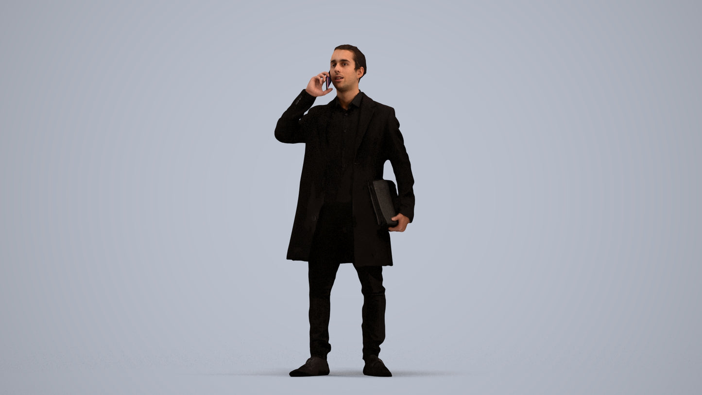 realistic 3D people man business standing, render-ready for V-Ray and Corona, FBX OBJ, standing pose render