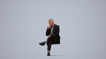 3D scanned senior man business, photorealistic archviz people for Enscape and SketchUp, top-down view render