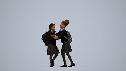 realistic 3D human girl kids, archviz people FBX OBJ for Blender, top-down view render
