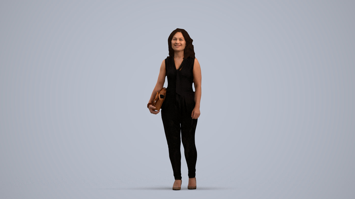realistic 3D human woman casual standing, archviz people FBX OBJ for Blender, standing pose render