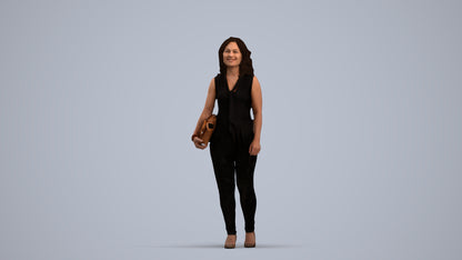 realistic 3D human woman casual standing, archviz people FBX OBJ for Blender, standing pose render