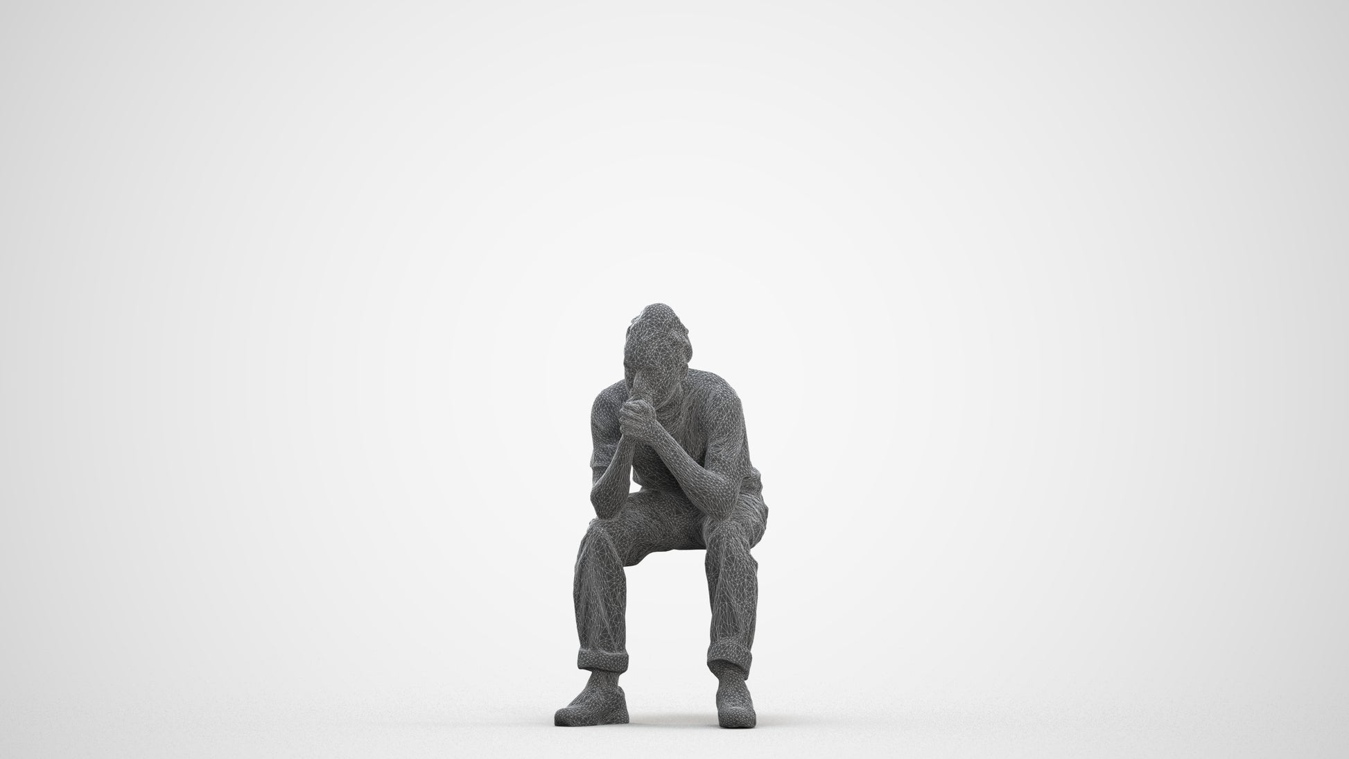 realistic 3D man casual sitting, scanned archviz people for Blender and 3ds Max, three-quarter front view render
